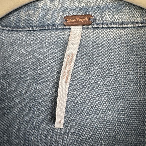Free People Dress Womens 4 Amber Light Blue Mini Button Up Denim Long Sleeve - Picture 4 of 10